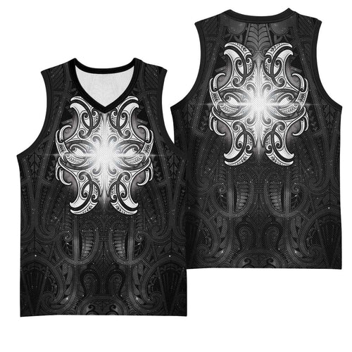 New Zealand Matariki Basketball Jersey Maori Moko Black Galaxy
