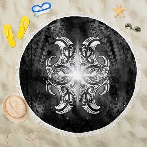 New Zealand Matariki Beach Blanket Maori Moko Black Galaxy