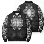 New Zealand Matariki Bomber Puffer Jacket Maori Moko Black Galaxy