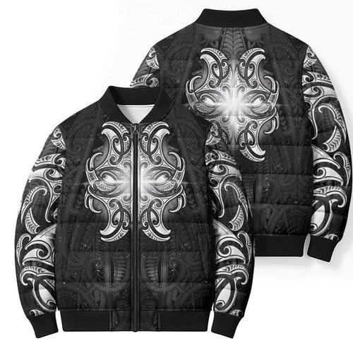 New Zealand Matariki Bomber Puffer Jacket Maori Moko Black Galaxy