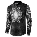 New Zealand Matariki Button Sweatshirt Maori Moko Black Galaxy