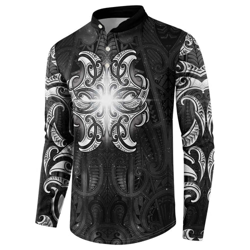 New Zealand Matariki Button Sweatshirt Maori Moko Black Galaxy