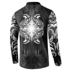 New Zealand Matariki Button Sweatshirt Maori Moko Black Galaxy