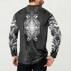 New Zealand Matariki Button Sweatshirt Maori Moko Black Galaxy