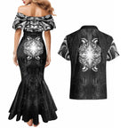 New Zealand Matariki Couples Matching Mermaid Dress and Hawaiian Shirt Maori Moko Black Galaxy