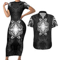 New Zealand Matariki Couples Matching Short Sleeve Bodycon Dress and Hawaiian Shirt Maori Moko Black Galaxy
