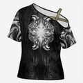 New Zealand Matariki Cross Shoulder Shirt Maori Moko Black Galaxy