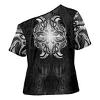New Zealand Matariki Cross Shoulder Shirt Maori Moko Black Galaxy