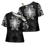 New Zealand Matariki Cross Shoulder Shirt Maori Moko Black Galaxy