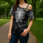 New Zealand Matariki Cross Shoulder Shirt Maori Moko Black Galaxy