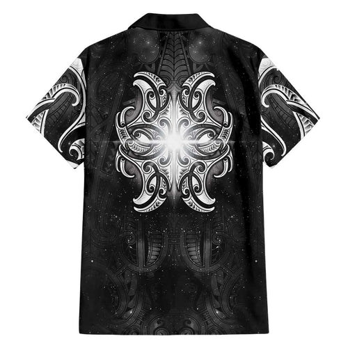 New Zealand Matariki Family Matching Long Sleeve Bodycon Dress and Hawaiian Shirt Maori Moko Black Galaxy