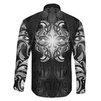 New Zealand Matariki Family Matching Long Sleeve Bodycon Dress and Hawaiian Shirt Maori Moko Black Galaxy