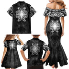New Zealand Matariki Family Matching Mermaid Dress and Hawaiian Shirt Maori Moko Black Galaxy