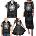 New Zealand Matariki Family Matching Puletasi and Hawaiian Shirt Maori Moko Black Galaxy