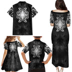 New Zealand Matariki Family Matching Puletasi and Hawaiian Shirt Maori Moko Black Galaxy