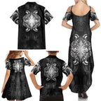 New Zealand Matariki Family Matching Summer Maxi Dress and Hawaiian Shirt Maori Moko Black Galaxy