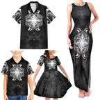 New Zealand Matariki Family Matching Tank Maxi Dress and Hawaiian Shirt Maori Moko Black Galaxy