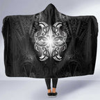 New Zealand Matariki Hooded Blanket Maori Moko Black Galaxy