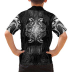 New Zealand Matariki Kid Hawaiian Shirt Maori Moko Black Galaxy