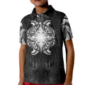 New Zealand Matariki Kid Polo Shirt Maori Moko Black Galaxy