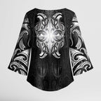 New Zealand Matariki Kimono Sleeve Blouse Maori Moko Black Galaxy