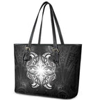 New Zealand Matariki Leather Tote Bag Maori Moko Black Galaxy