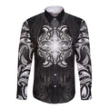 New Zealand Matariki Long Sleeve Button Shirt Maori Moko Black Galaxy