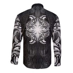 New Zealand Matariki Long Sleeve Button Shirt Maori Moko Black Galaxy