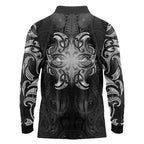 New Zealand Matariki Long Sleeve Polo Shirt Maori Moko Black Galaxy