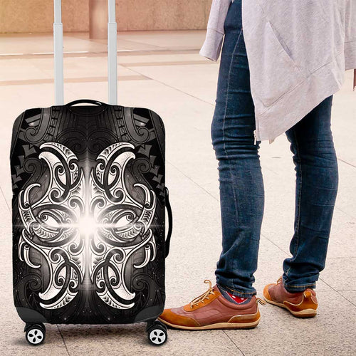 New Zealand Matariki Luggage Cover Maori Moko Black Galaxy