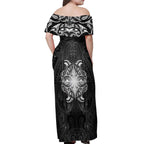 New Zealand Matariki Off Shoulder Maxi Dress Maori Moko Black Galaxy
