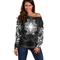 New Zealand Matariki Off Shoulder Sweater Maori Moko Black Galaxy