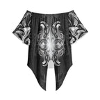 New Zealand Matariki Off Shoulder Wrap Waist Top Maori Moko Black Galaxy
