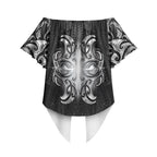 New Zealand Matariki Off Shoulder Wrap Waist Top Maori Moko Black Galaxy