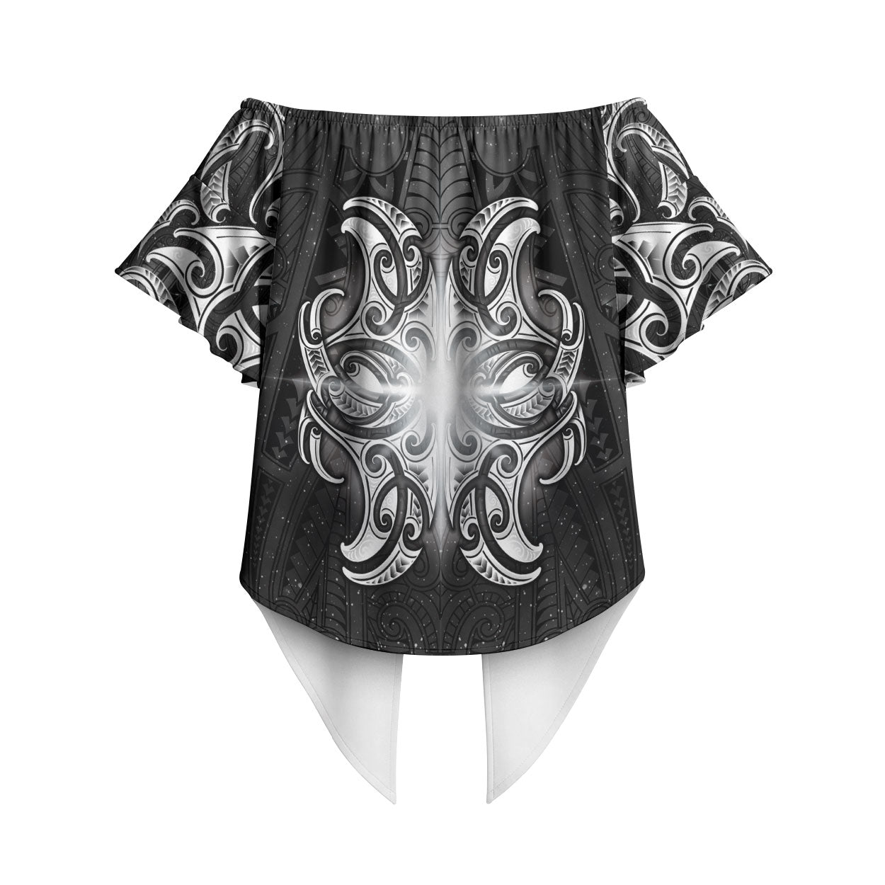 New Zealand Matariki Off Shoulder Wrap Waist Top Maori Moko Black Galaxy