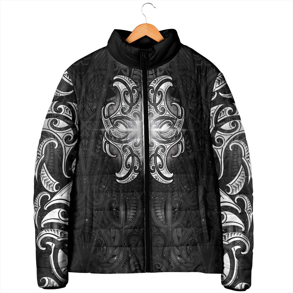 New Zealand Matariki Padded Jacket Maori Moko Black Galaxy