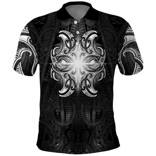 New Zealand Matariki Polo Shirt Maori Moko Black Galaxy