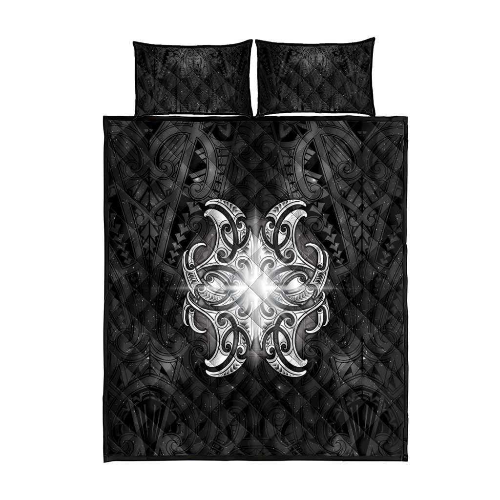 New Zealand Matariki Quilt Bed Set Maori Moko Black Galaxy