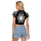 New Zealand Matariki Raglan Cropped T Shirt Maori Moko Black Galaxy
