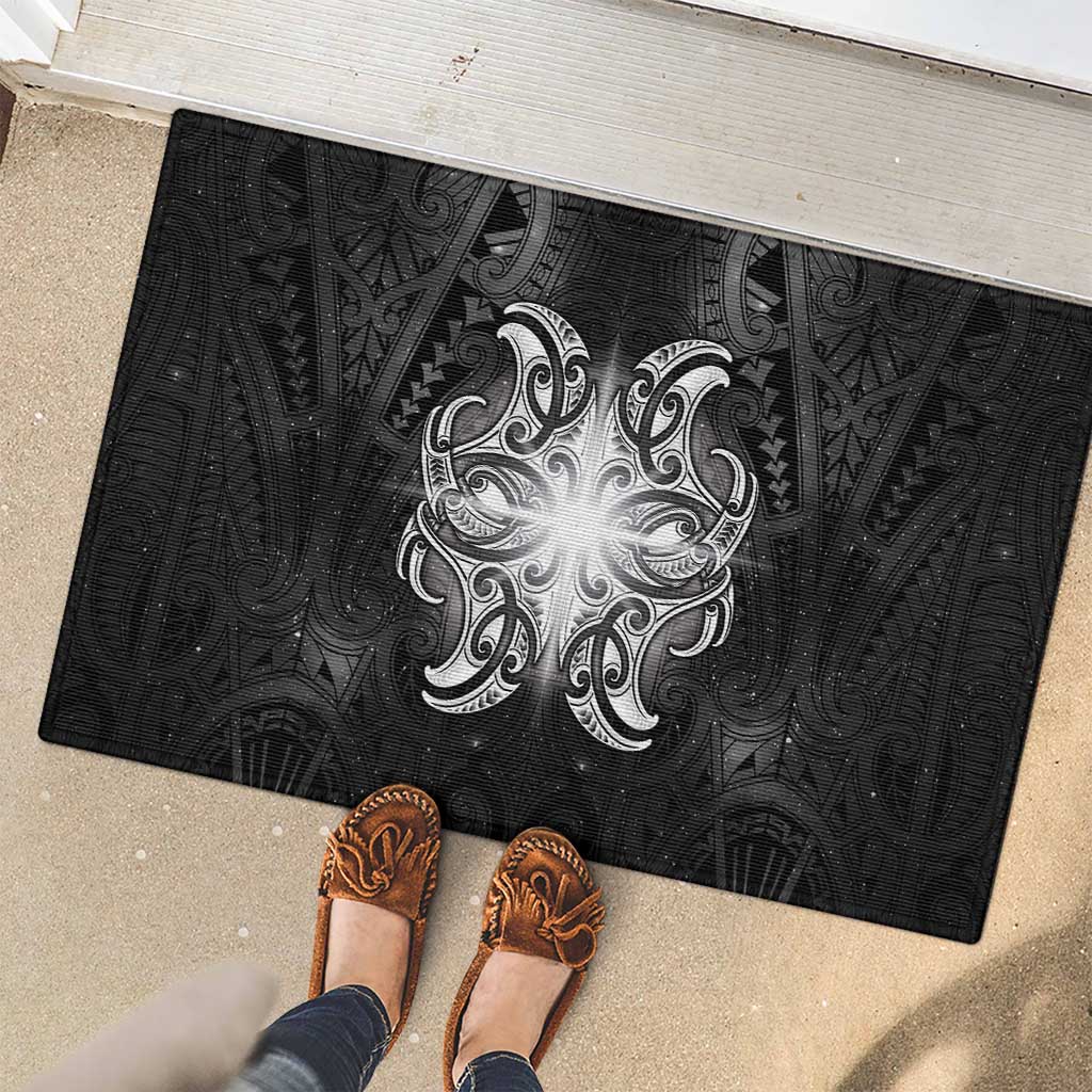 New Zealand Matariki Rubber Doormat Maori Moko Black Galaxy