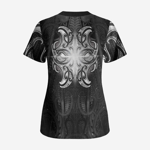 New Zealand Matariki Scrub Top Maori Moko Black Galaxy