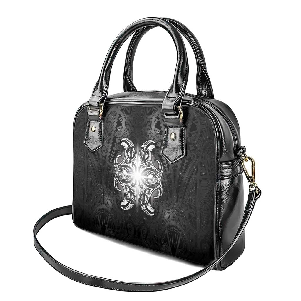 New Zealand Matariki Shoulder Handbag Maori Moko Black Galaxy