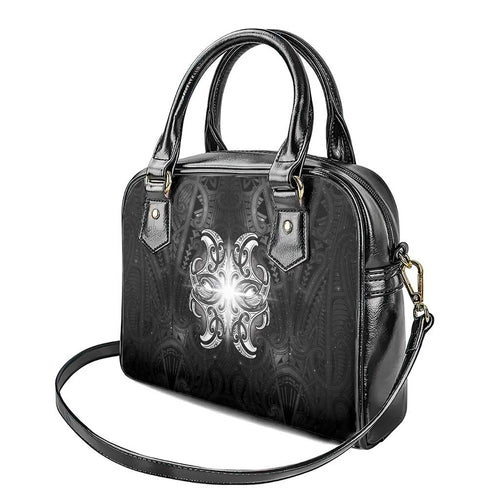 New Zealand Matariki Shoulder Handbag Maori Moko Black Galaxy