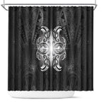 New Zealand Matariki Shower Curtain Maori Moko Black Galaxy