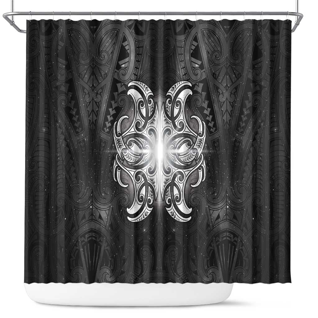 New Zealand Matariki Shower Curtain Maori Moko Black Galaxy