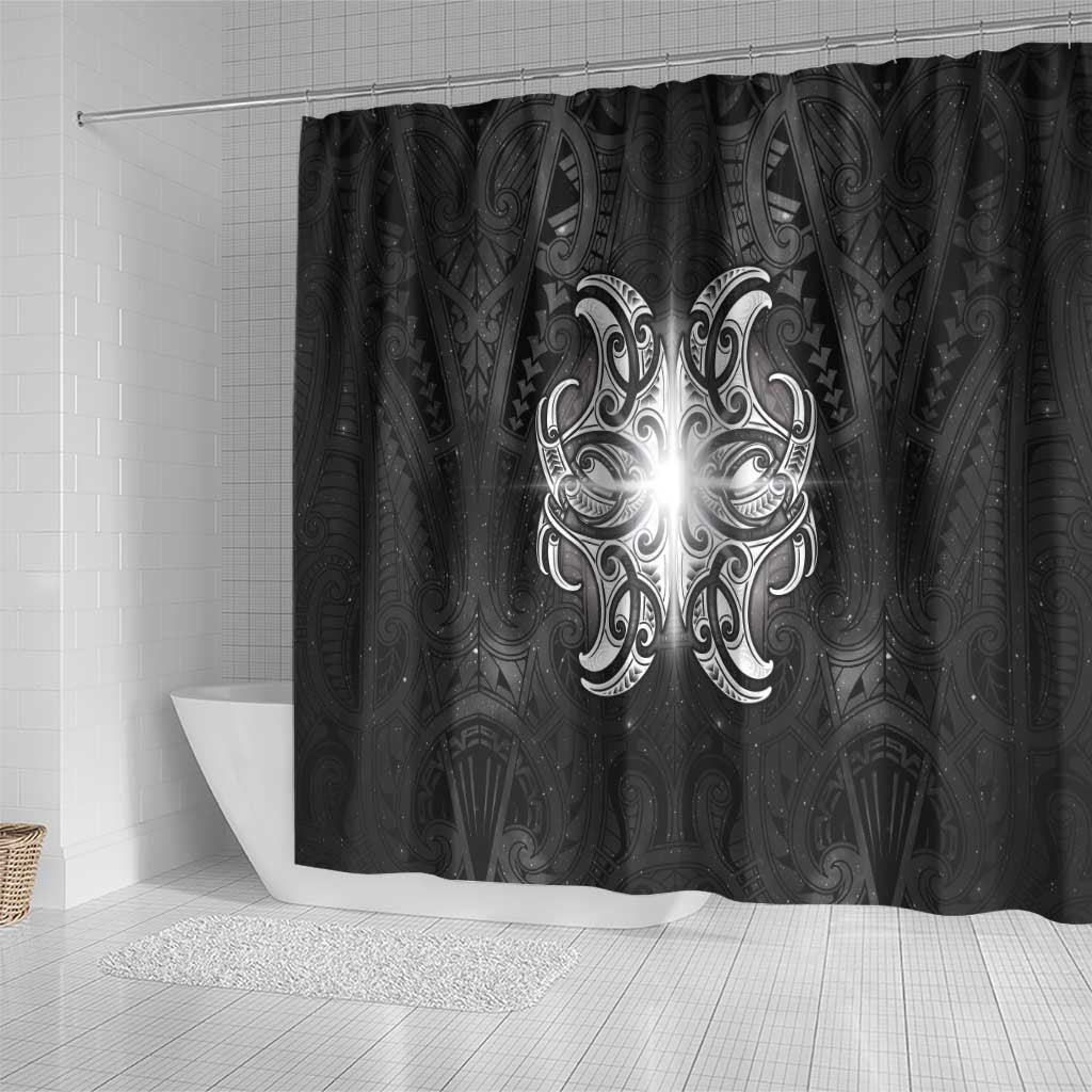 New Zealand Matariki Shower Curtain Maori Moko Black Galaxy