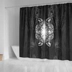 New Zealand Matariki Shower Curtain Maori Moko Black Galaxy