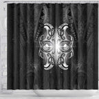 New Zealand Matariki Shower Curtain Maori Moko Black Galaxy