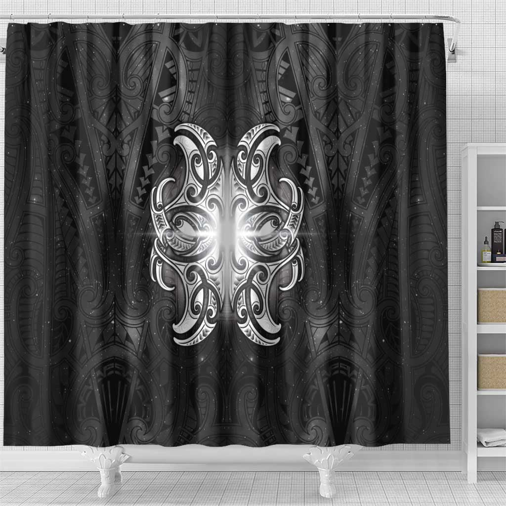 New Zealand Matariki Shower Curtain Maori Moko Black Galaxy