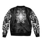 New Zealand Matariki Sleeve Zip Bomber Jacket Maori Moko Black Galaxy